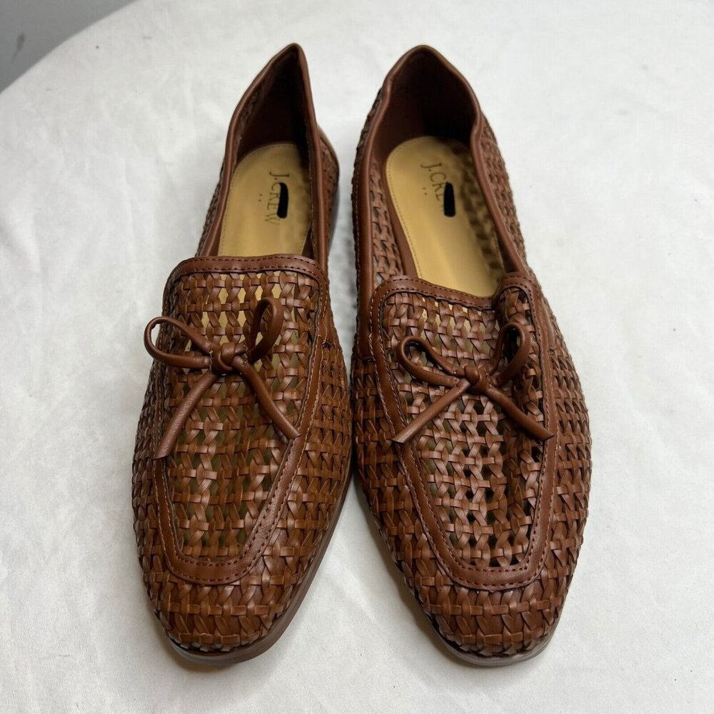 J. Crew Factory Brown Woven Leather Loafers